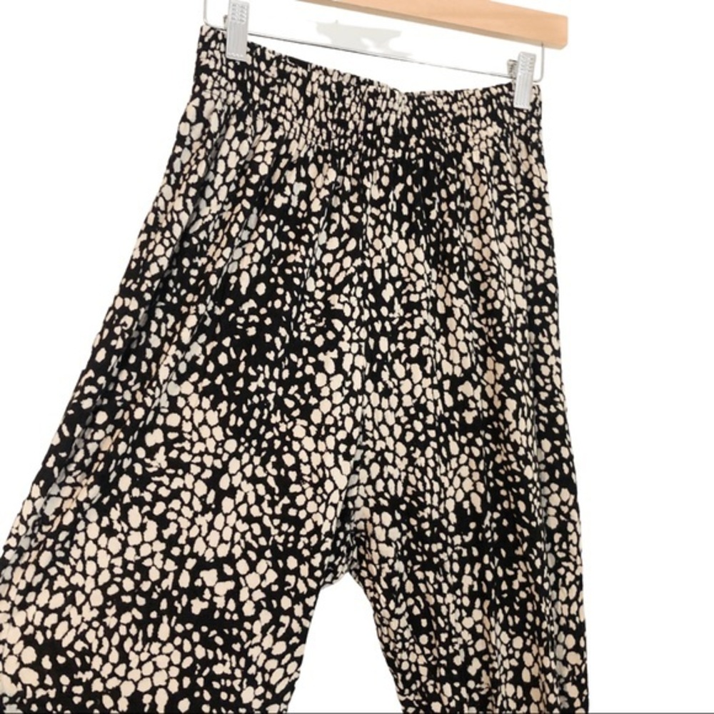 H&M Black and Cream Speckled Drop-Crotch Pants S